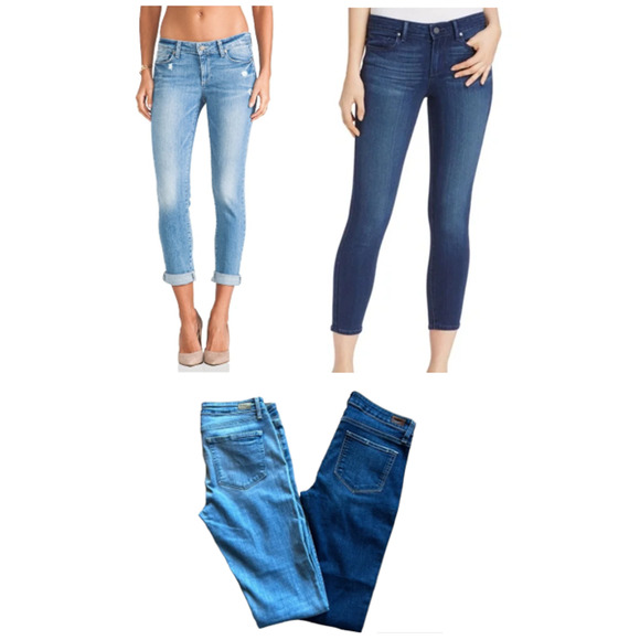 BUNDLE 2 Paige Mid-Rise Skinny Jeans | Skyline Ankle Peg & Verdugo Crop Sz 30 - Picture 2 of 16